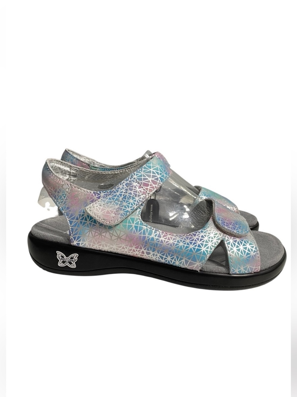 Alegria Joy 620 leather strappy sandals multi-color geometric pattern size 41